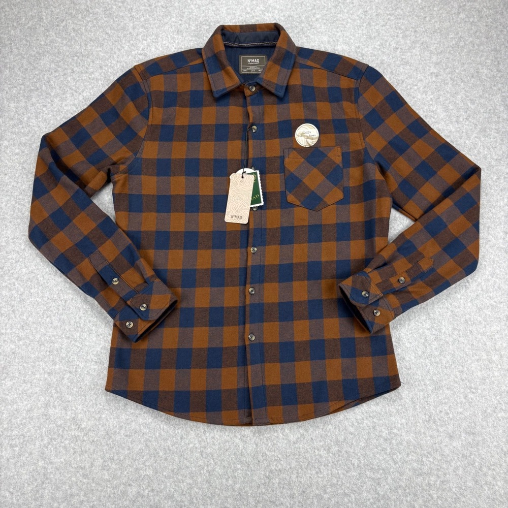 Nomad Flannel Shirt Mens S Brown Blue Thermal Lined Plaid Button Up Shacket NWT